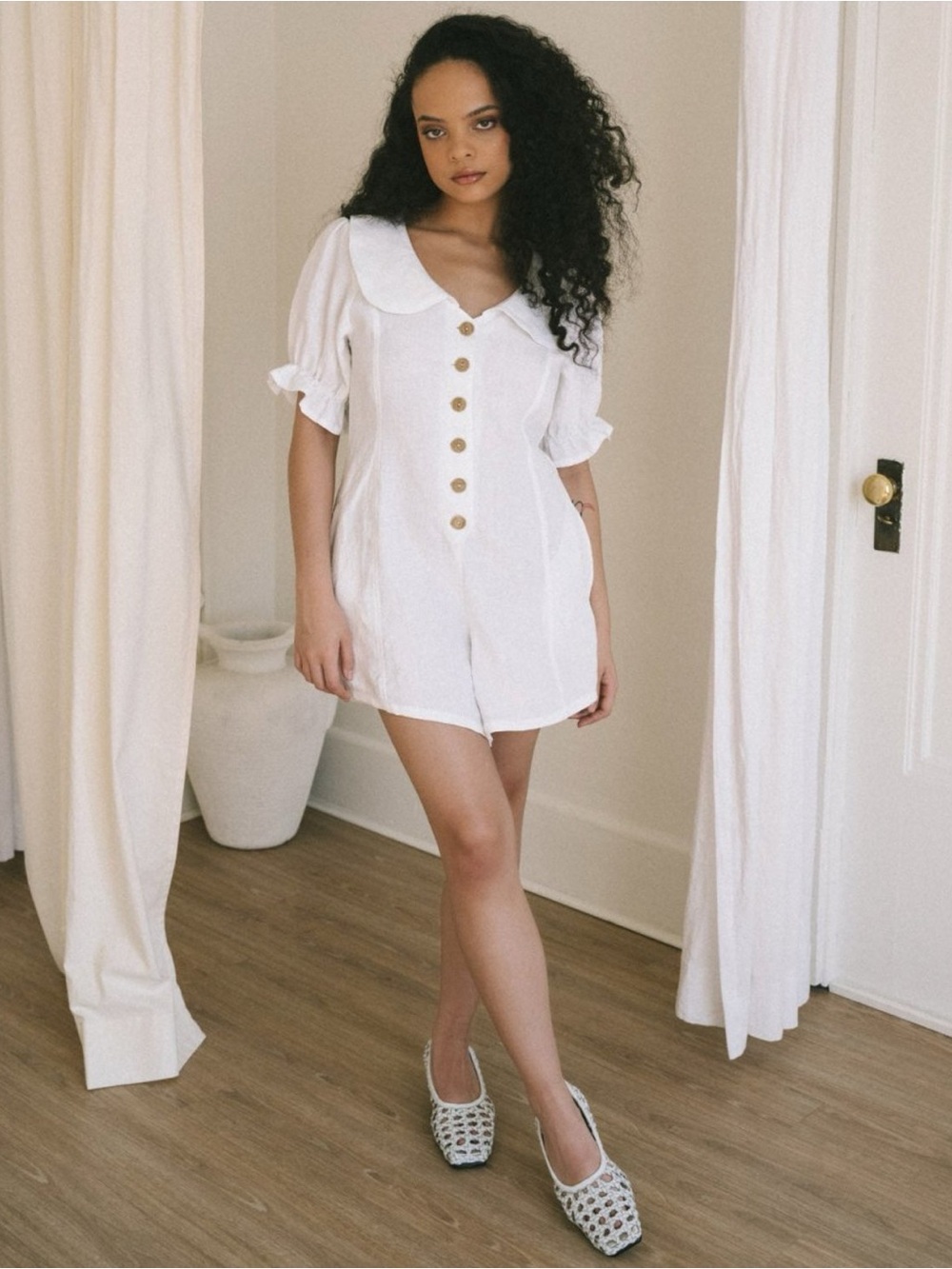 Harly Jae Dorothy Romper - White Linen